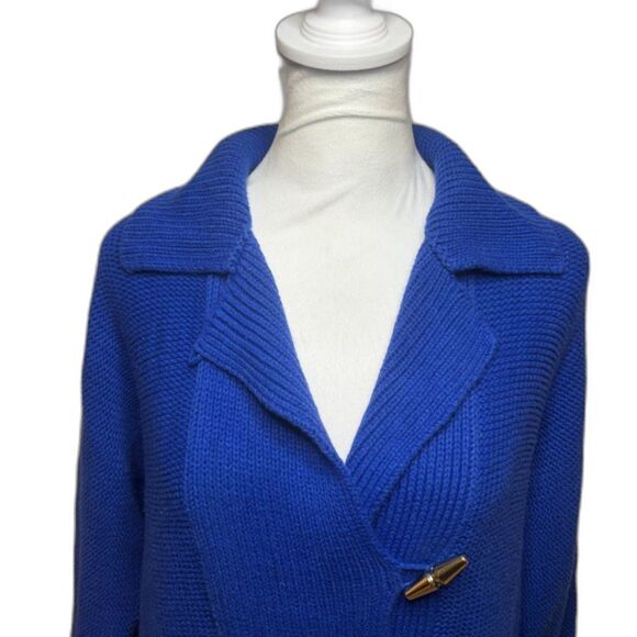 Lauren Ralph Lauren Gold Toggle Royal Blue Cardigan Sweater Womens Comfy Stylish - Picture 3 of 7